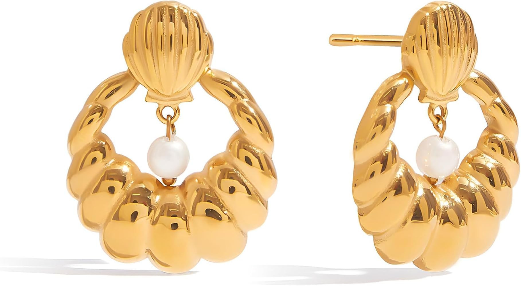 14K Gold Plated Geometric Drop Dangle Earrings for Women Trendy Round Statement Earrings Simple J... | Amazon (US)