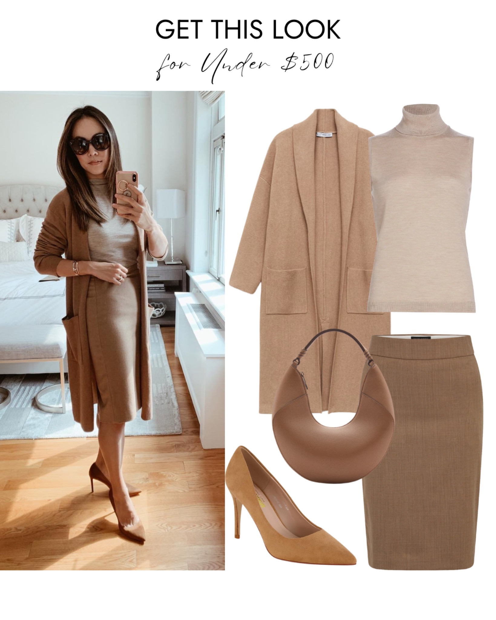 Get this chic fall work outfit for under $500! You won't believe how similar it looks to high-end styles.  #FallFashion #WorkOutfit #LookForLess #AffordableStyle #Under500 #ChicAndCheap #OfficeStyle #FallOutfits #Knits #Pumps #PencilSkirt #Beige #Neutral



#LTKItBag #LTKStyleTip #LTKWorkwear