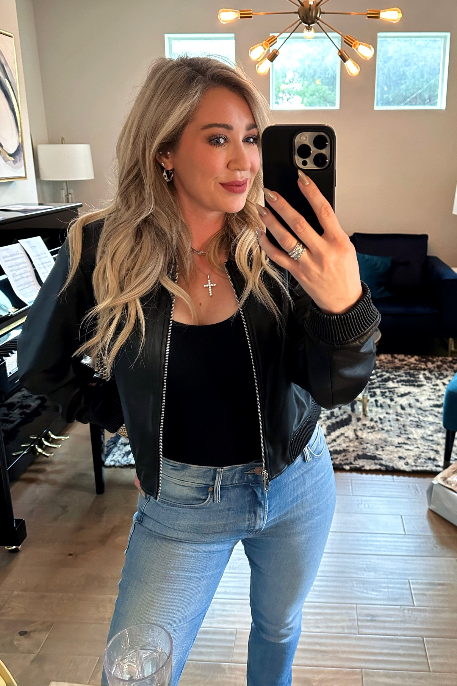 Love this leather jacket! It’s a great shape and fit. The leather is really soft! And it’s 40% off today!
Wearing a medium