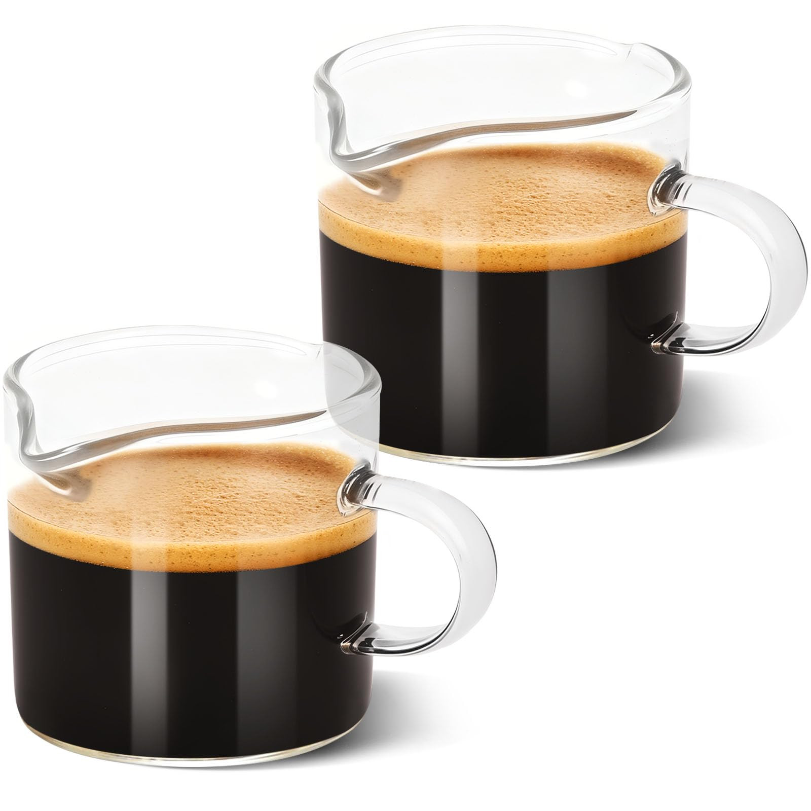 Adorever Espresso Cups Set of 2, 4oz Double Spout Shot Glasses with Handle - Clear Glass Milk Cup... | Amazon (US)