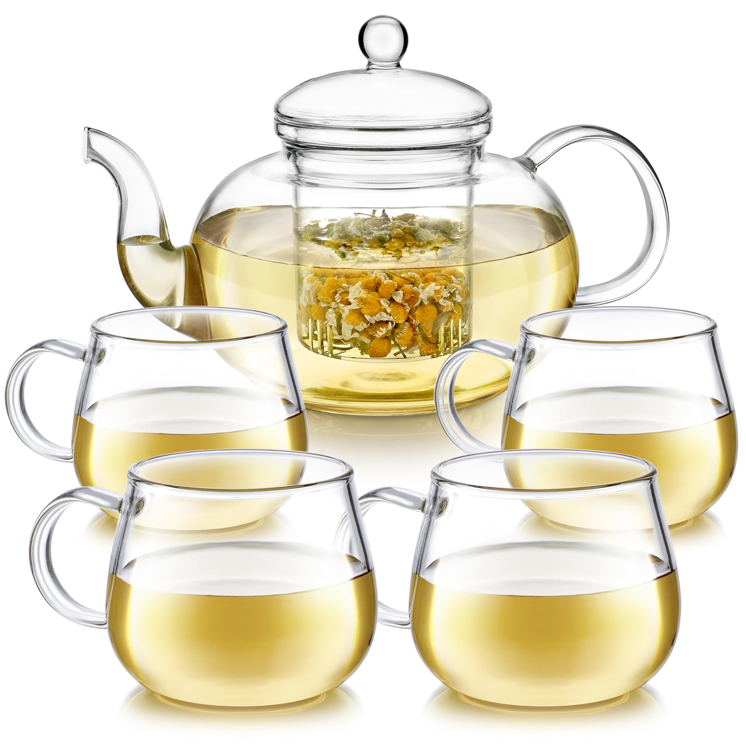 Juego de tetera de vidrio a prueba de calor Teabloom con infusor de té suelto extraíble (Tamañ... | Amazon (US)