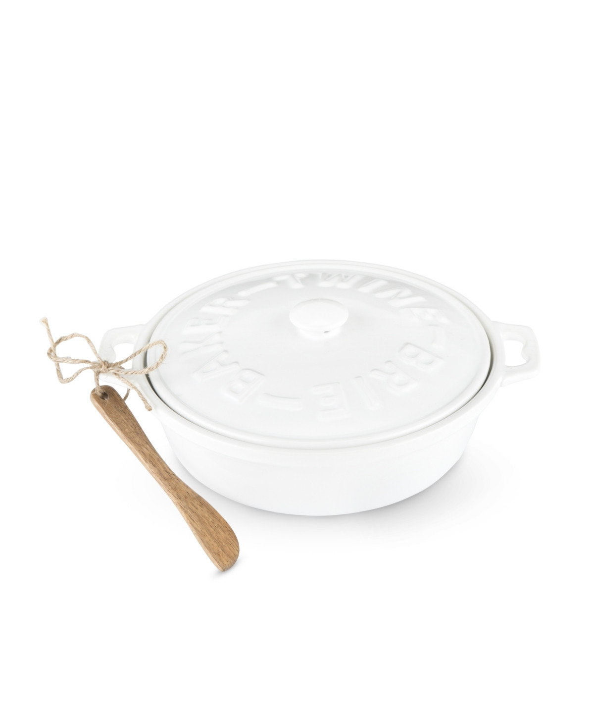 Twine Ceramic Brie Baker Acacia Wood Spreader Set - White | Macy's