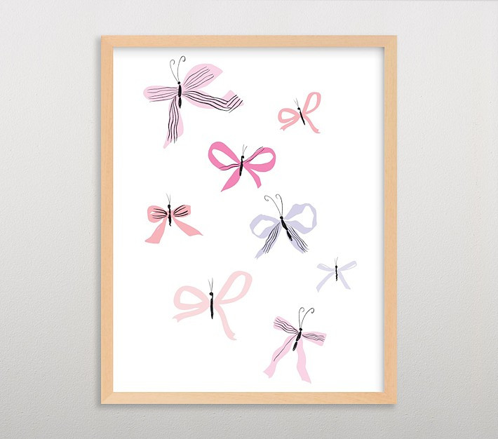 Minted® Butterfly Bows Framed Art by Baumbirdy | Pottery Barn Kids
