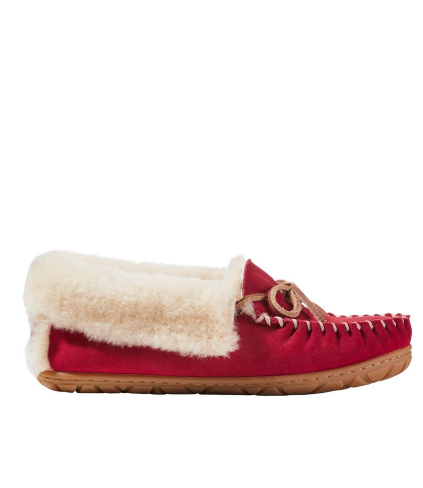 Women's Wicked Good Moccasin Slippers Dark Red 11 M, Suede Leather/Rubber L. L.Bean | L.L. Bean