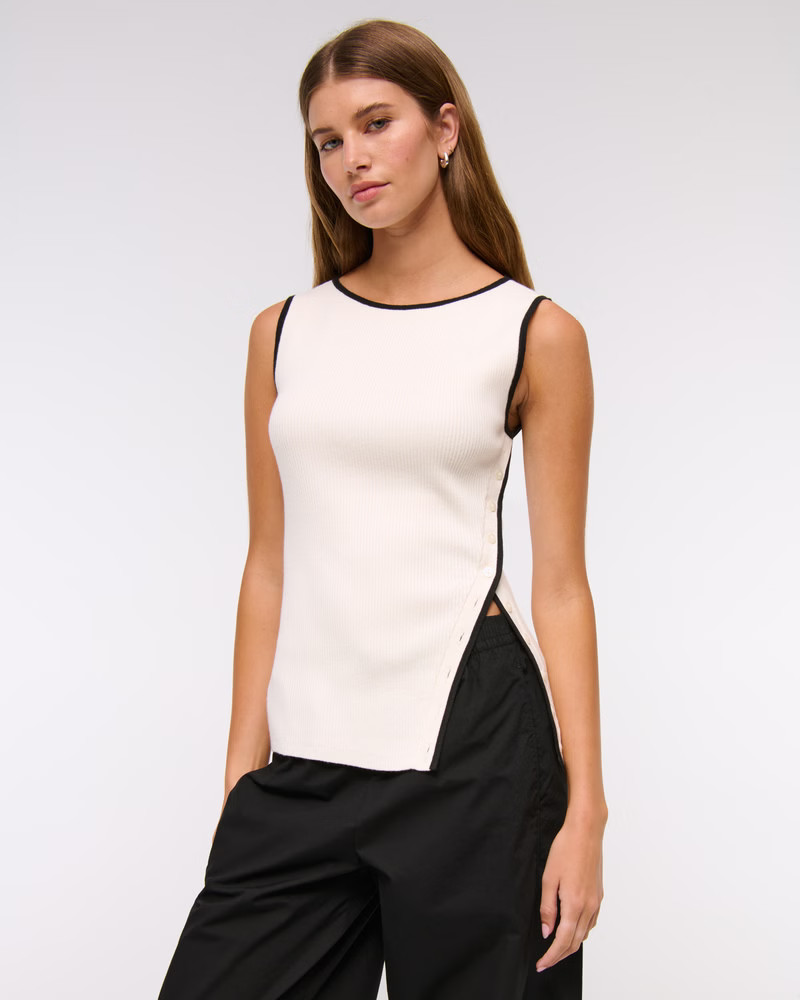 Asymmetrical Button Sweater Tank | Abercrombie & Fitch (US)