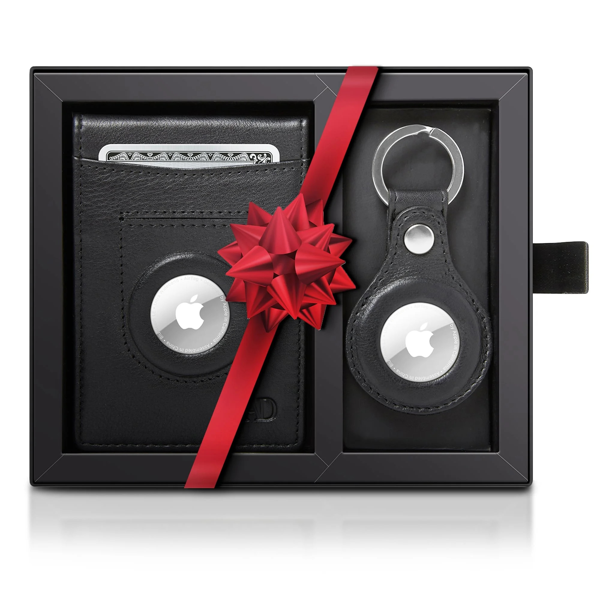 Genuine Leather Money Clip Bifold Wallet And AirTag Key Chain Holder Gift Set Comes in Gift Box -... | Walmart (US)