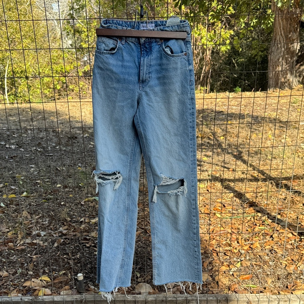Zara Light Blue Distressed Denim Jeans | Poshmark
