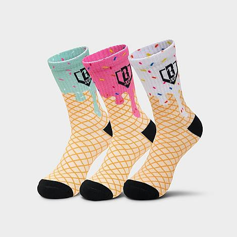 Baseball Lifestyle 101 Men's Ice Cream Performance Crew Socks (3-Pack) in Cotton Candy Ice Cream Size: Large | Finish Line (US)