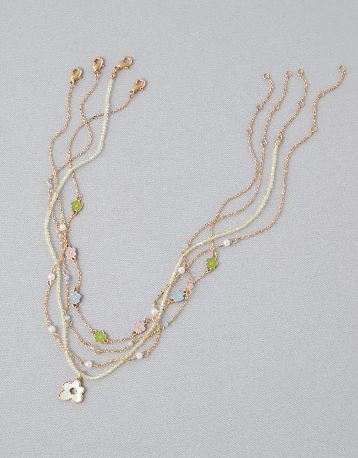 AEO Asymmetrical Daisy Necklace 4-Pack | American Eagle Outfitters (US & CA)