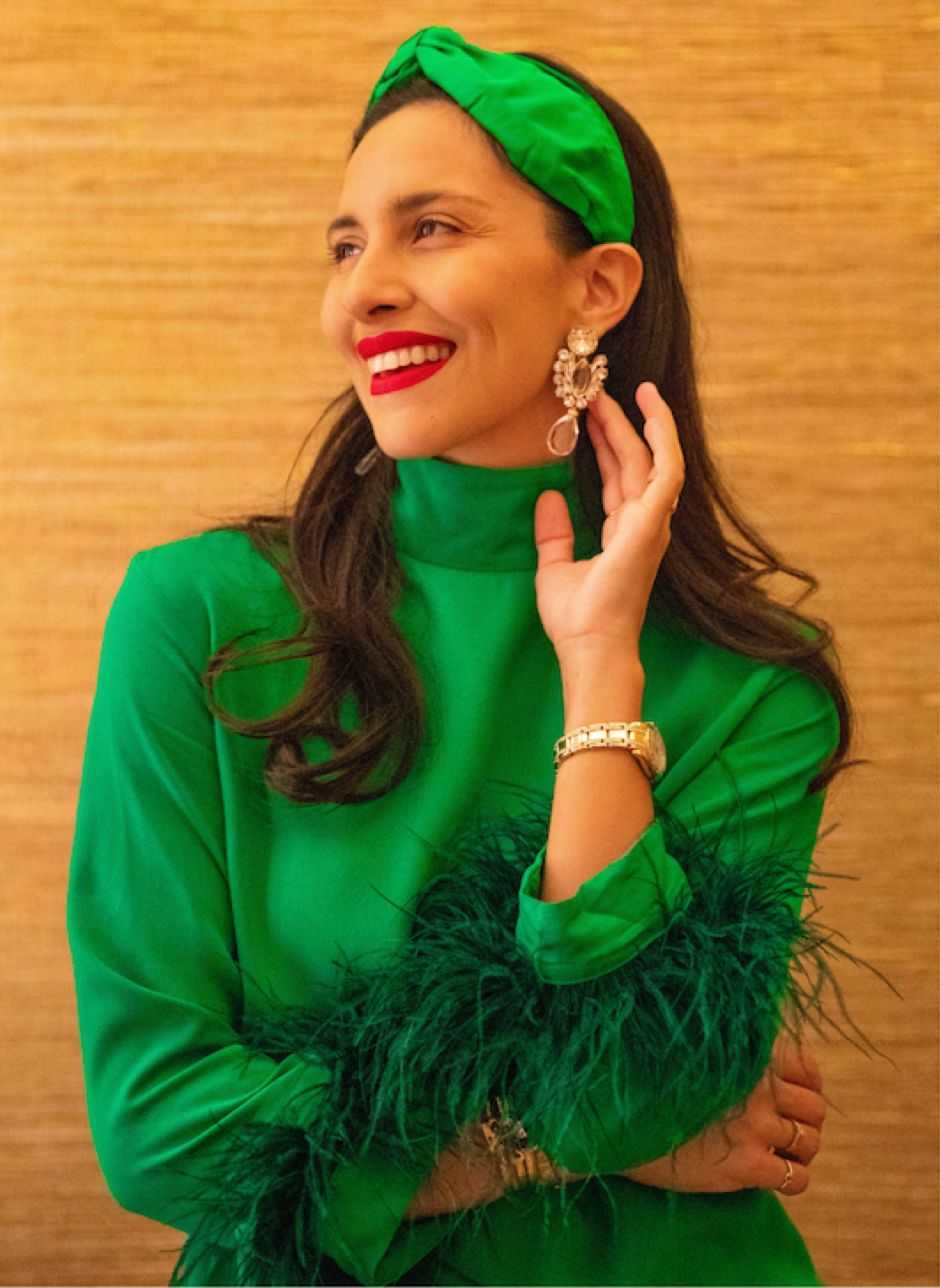 DAY 9:
Glamorously green feathered pajamas