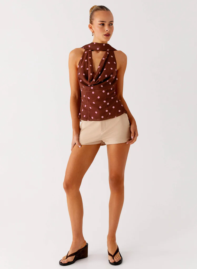 Stealing Love Scarf Top - Chocolate Strawberry Dot | Peppermayo (Global)