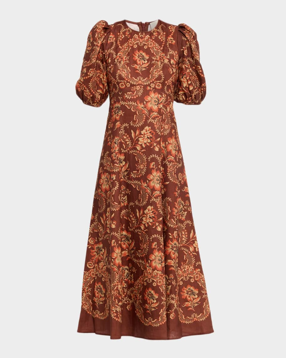 ALEMAIS Seraphina Linen Midi Dress | Neiman Marcus