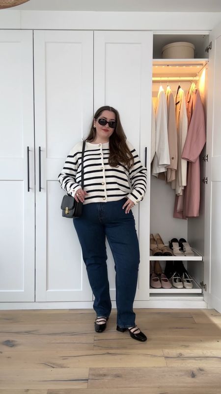 Plus size Pinterest-inspired striped cardigan and straight jeans look - Parisian look 

Sizing: 34 regular in jeans / XXL in cardigan / 3X in robe & bodysuit 

#LTKworkwear #LTKplussize #LTKstyletip