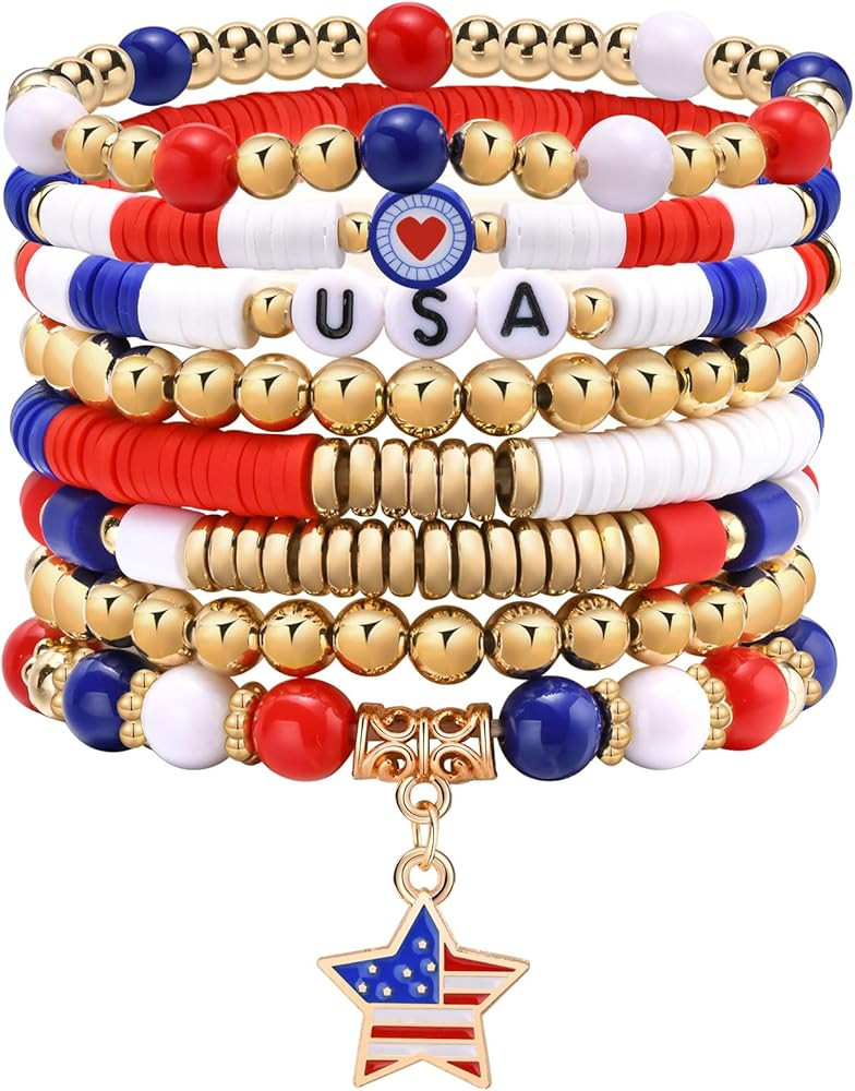 4th of July Outfits for Women, 8 Pcs Patriotic Fourth of July Decorations Accessories Red White a... | Amazon (US)