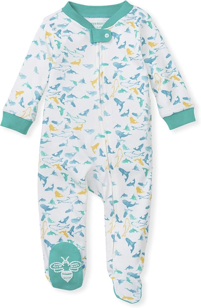 Burt's Bees Baby Boys' Sleep and Play PJs, 100% Organic Cotton One-Piece Romper Jumpsuit Zip Fron... | Amazon (US)