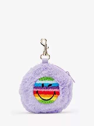 Small Stuff Kids' SMILEYWORLD®️ Faux Fur Purse Keyring, Lilac | John Lewis (UK)