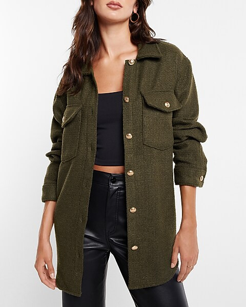 Tweed Novelty Button Oversized Shacket | Express