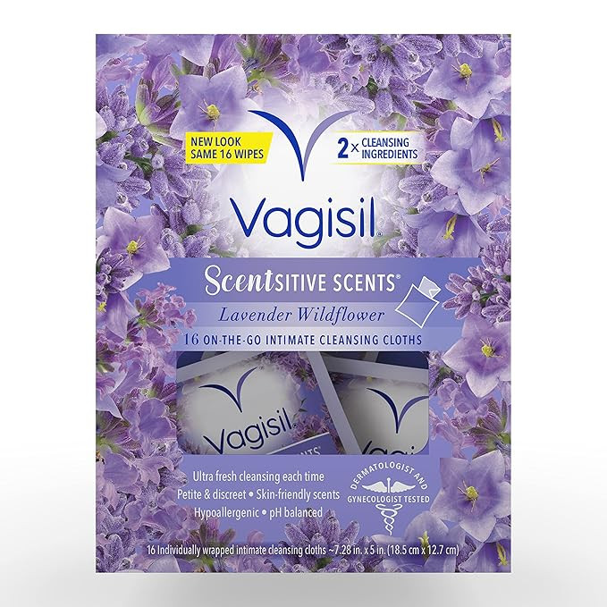 Vagisil Scentsitive Scents On-The-Go Feminine Cleansing Wipes, pH Balanced, Lavender Wildflower, ... | Amazon (US)