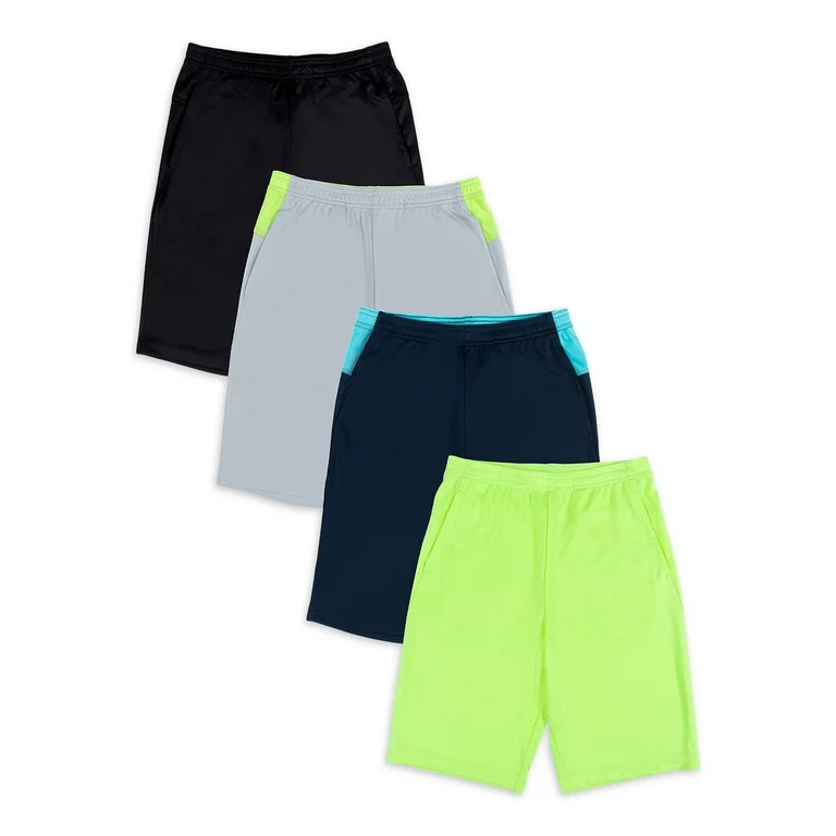 Athletic Works Boys Active Shorts, 4-Pack Bundle, Sizes 4-18 & Husky | Walmart (US)