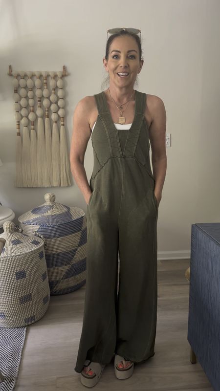 Everyone should own a comfy jumpsuit or  onesie like this. Thank me later! I’m 5’3” and wearing XS. I like wearing a t-shirt, tank top, or bralette under it . This is also the perfect comfy travel outfit 

#LTKVideo #LTKover40 #LTKstyletip