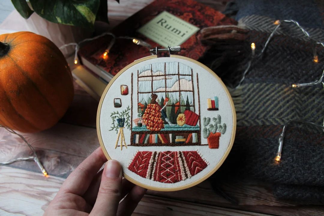 The Reading Nook Embroidery Pattern PDF / Digital Hand Embroidery  / Book Botanical Plant Window ... | Etsy (US)