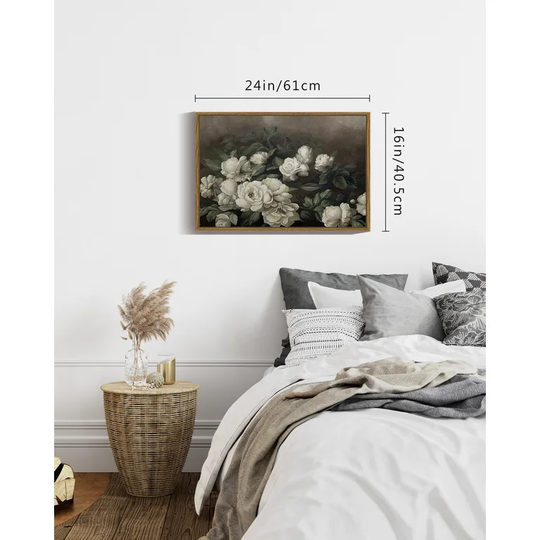 Drsoum 16x24in Floral Canvas Wall Art Vintage Classical Painting Retro Flower Room Decor for Hall... | Walmart (US)