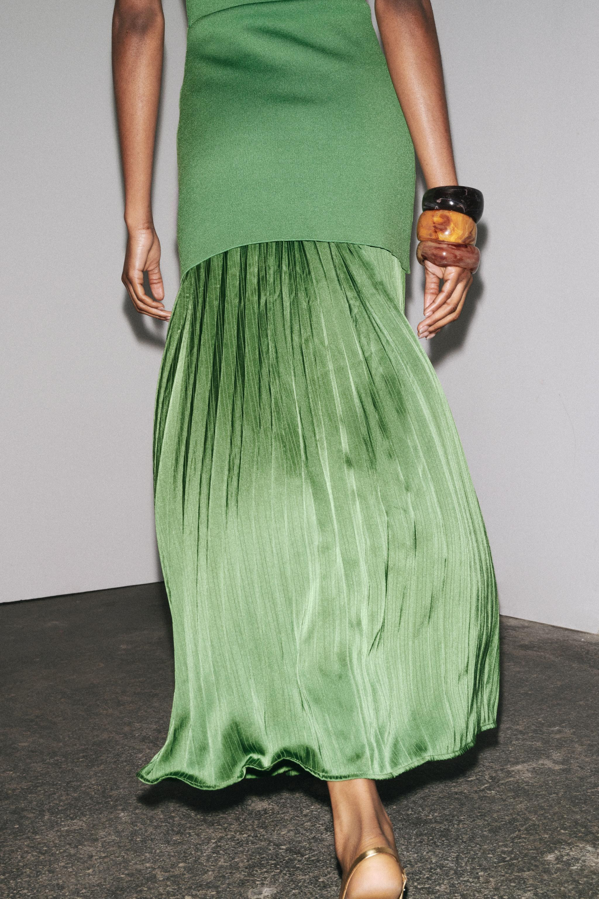 PLEATED KNIT COMBINATION DRESS | Zara US