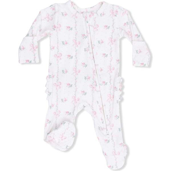 Dainty Buds and Bows, 2 Way Ruffle Back Zipper Footie | Maisonette