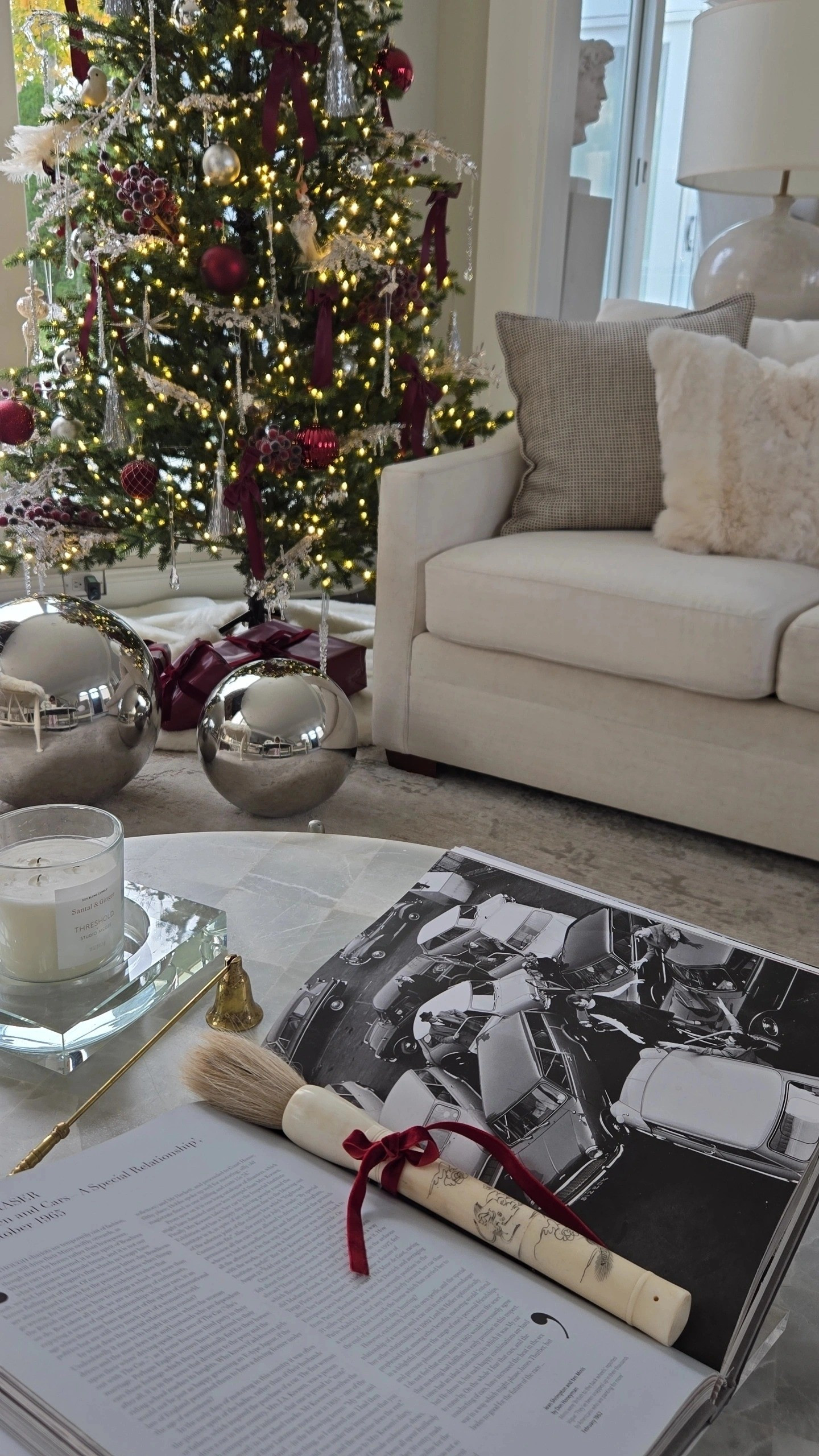 Christmas decor, silver orbs, Livingroom, burgundy decor, holiday, french, modern.

#LTKHoliday #LTKHome #LTKSaleAlert