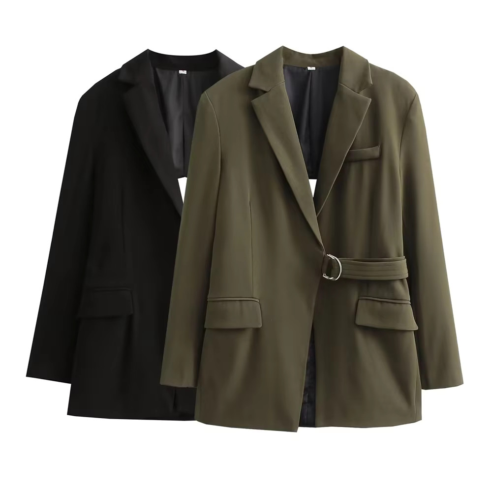 126.96R$ 50% de desconto|Casaco feminino sem costas, cinto de duas cores, estilo europeu e americ... | Aliexpress BR (BR)