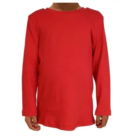 COUVER Solid Color Long Sleeve 100% Cotton Kids/Children s Crew Neck Shirt Red 12M | Walmart (US)