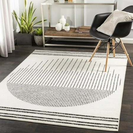 Livabliss Pisa Modern Geometric Area Rug,7'10" x 10',Black/Ivory | Walmart (US)