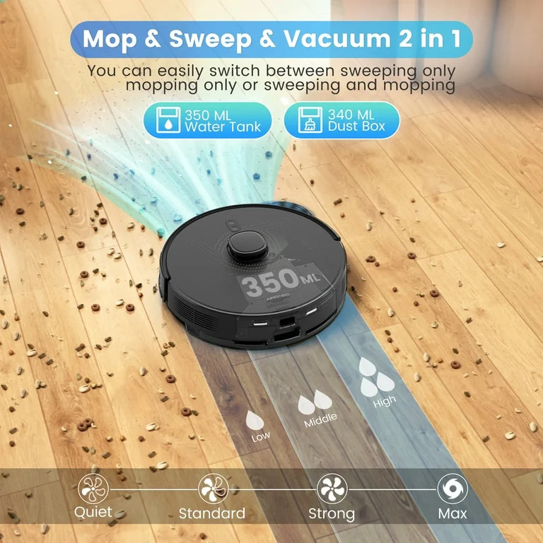 AIRROBO L40+ Robot Vacuum Cleaner and Mop Combo - 60-Day Self-Empty Bin, 180 Min Runtime, App and... | Walmart (US)