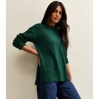Women's Dark Green Crew Neck Side Slit Jumper New Look | New Look (UK)