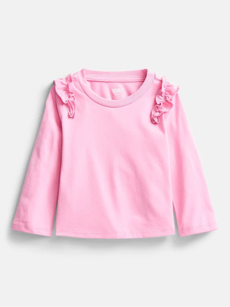 Wonder Nation Baby and Toddler Girls' Tee with Long Flutter Sleeves, Sizes 0M-5T | Walmart (US)