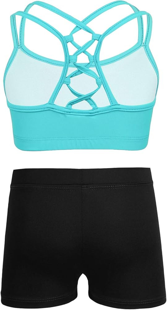 CHICTRY Kids' Girls' 2 Piece Activewear Set Strappy Sport Bra and Booty Short for Dancing Tumblin... | Amazon (US)