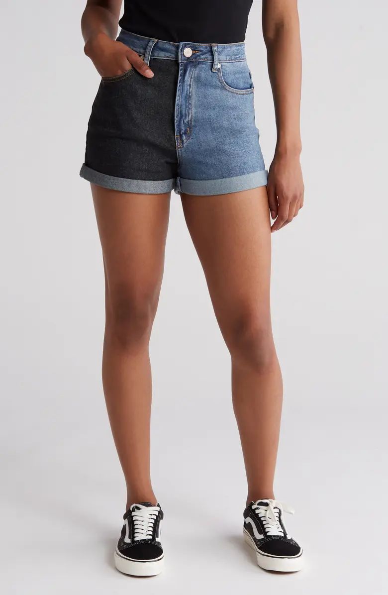 Colorblock Roll Cuff Denim Shorts | Nordstrom Rack