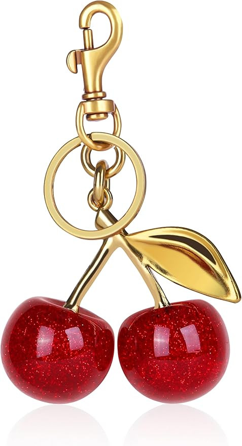 OVRUNS Cherry Bag Charm Cute Cherry Accessories Sparkling Purse Charms for Women | Amazon (US)