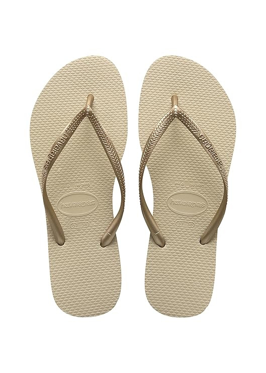 Havaianas Women's Slim Flip Flop Sandal, Sand Grey/Light Golden 37/38 BR (7-8 M US) | Amazon (US)