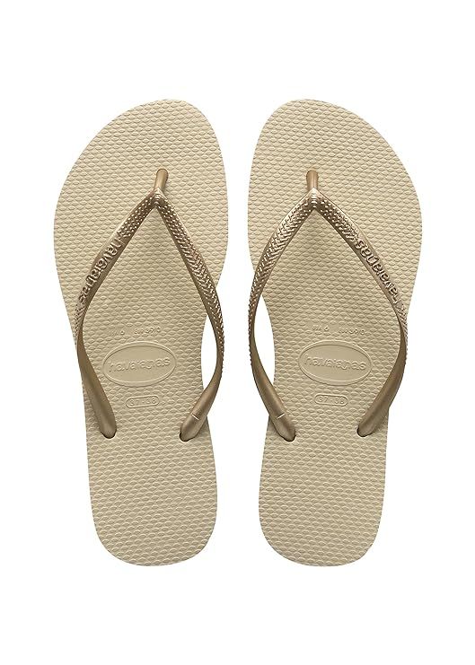 Havaianas Women's Slim Flip Flop Sandal, Sand Grey/Light Golden 37/38 BR (7-8 M US) | Amazon (US)