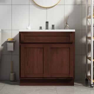 33 in. W x 21 in. D x 32.5 in. H 2-Doors Bath Vanity Cabinet Only in Brown (Unassembled) | The Home Depot