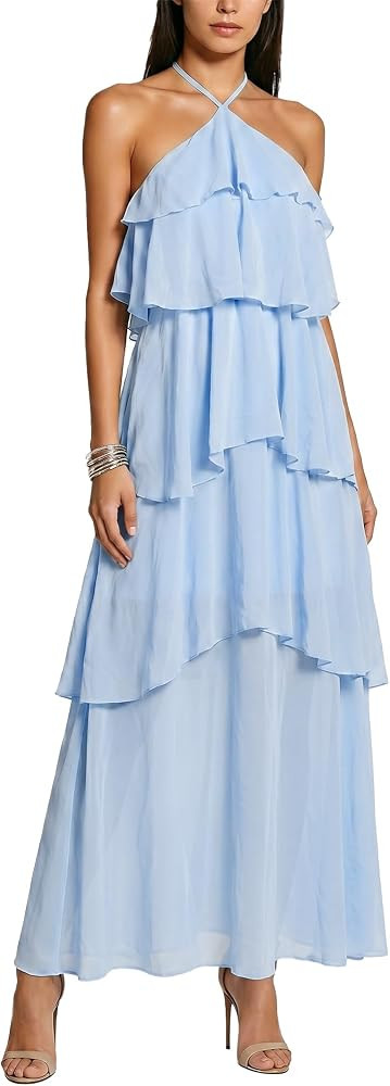 Summer Wedding Guest Dress for Women 2026 Halter Bridesmaid Dress Formal Evening Tiered Chiffon M... | Amazon (US)