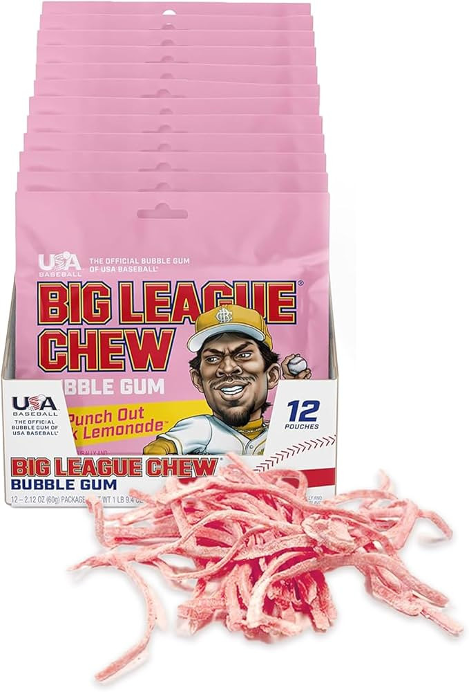 New! Big League Chew Punch Out Pink Lemonade Bubble Gum - Sweet and Tart Flavor Burst | Ideal for... | Amazon (US)