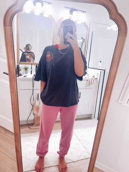 Ok, if you can grab this tee - GRAB IT! I just can’t get over how soft it is. Such a dream! I threw it on over my swimsuit this evening.. soo good!!! Size small - runs oversized. / sweats are a total freakin dream too - never wanna take them off! SO SOFT! Size small. Also run big / 

Target finds
Target style
Spring break
Travel
Oversized 
Casual vibes 


#LTKunder50 #LTKSale #LTKFind