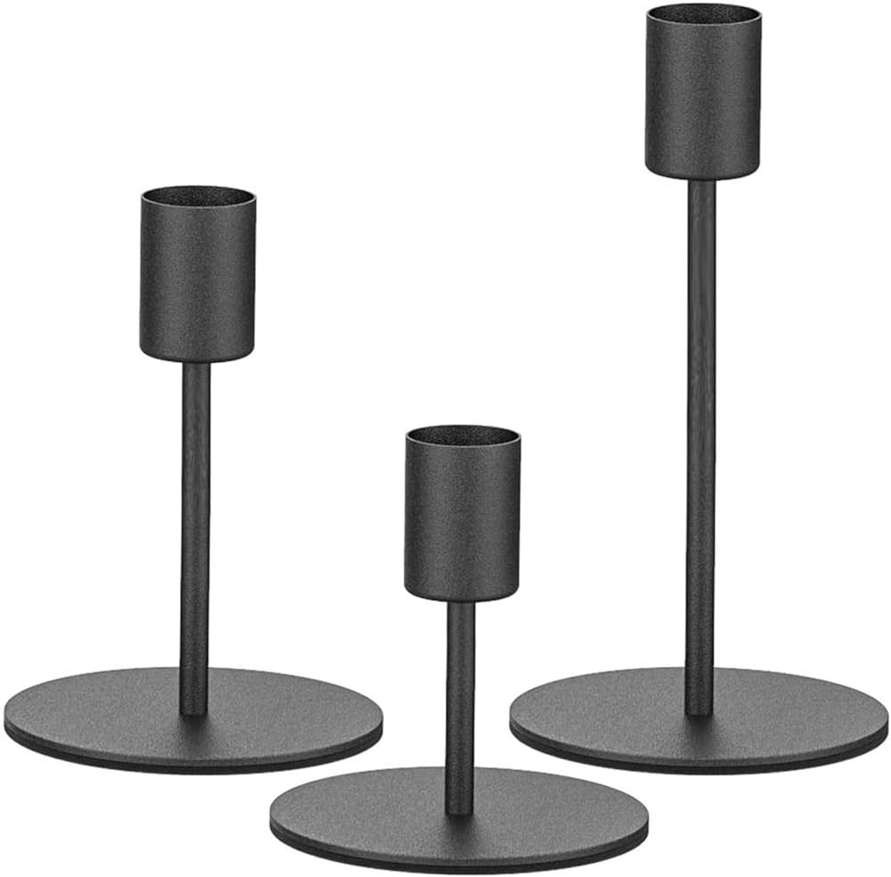 smtyle Black Candle Holders for Taper Candles Set of 3 Candelabra with Iron-0.8" Diameter Candlestic | Amazon (CA)