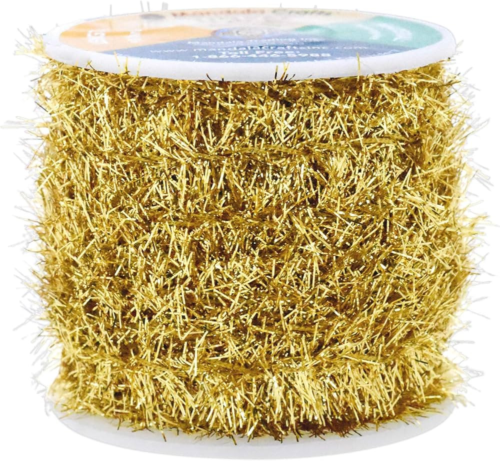 Mandala Crafts Gold Metallic Tinsel Garland Decor - Thin Tinsel Ribbon - Mini Garland for Christm... | Amazon (US)