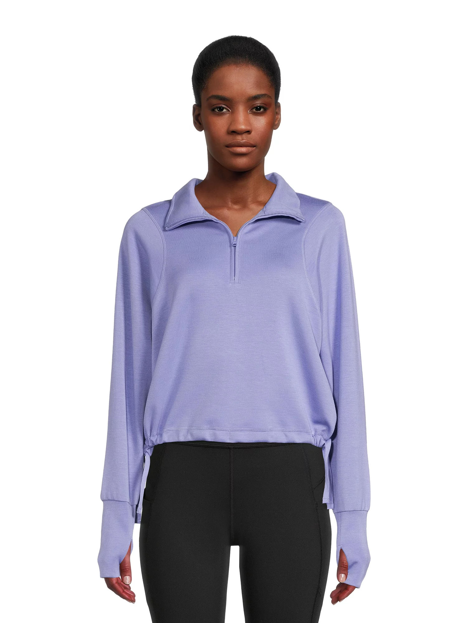 Avia Women's Quarter Zip Active Pullover Top With Thumbhole Cuffs | Walmart (US)