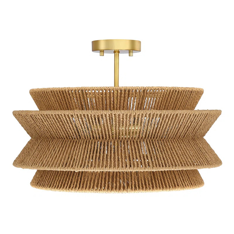 Clouden 20in 4-light Rattan Semi-flush Mount Ceiling Light | Wayfair North America