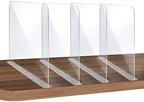 Amazon.com: ROUFA 4Pcs Clear Acrylic Shelf Dividers, Adjustable Closet Organizer Fit for Any Thic... | Amazon (US)