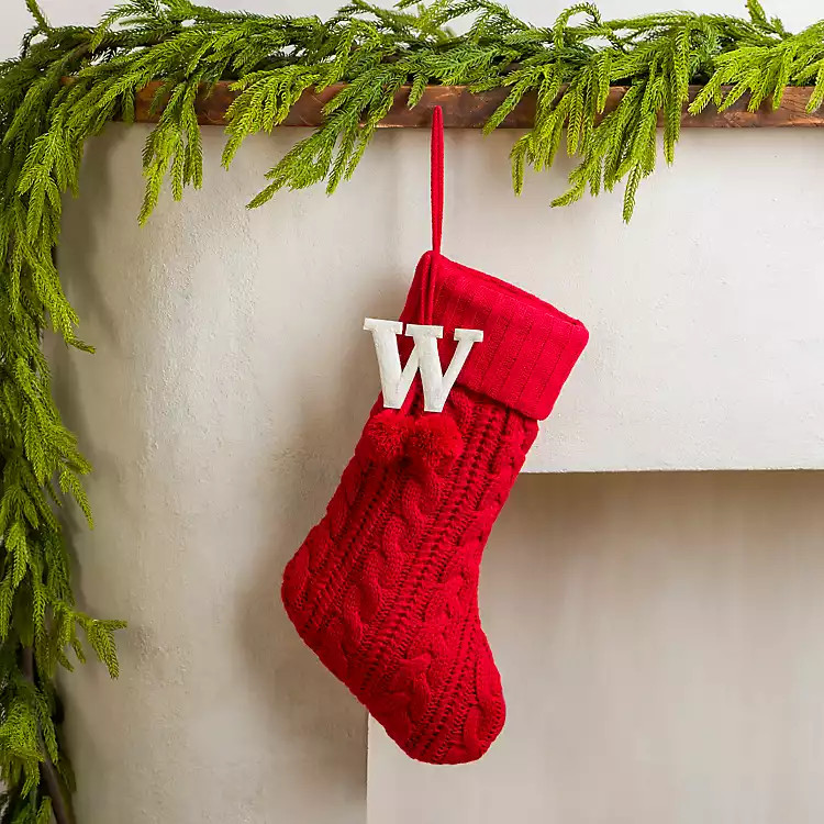 Red Knit Monogram W Stocking | Kirkland's Home